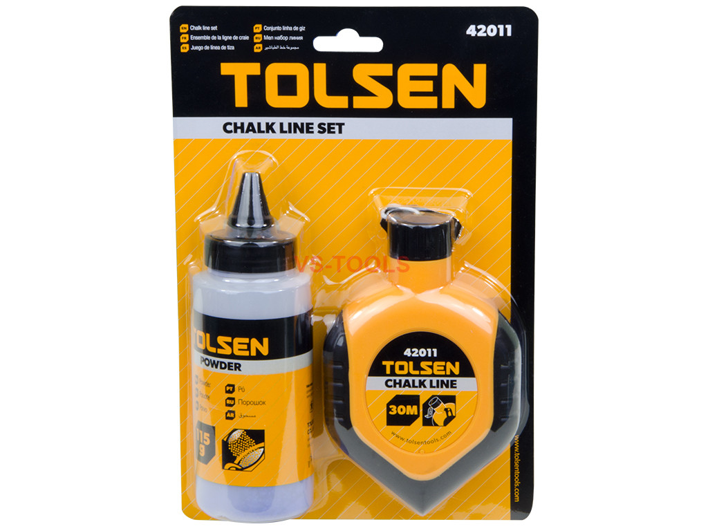 30M 100FT Chalk Straight Line Reel Marker Maker with Bottle of Powder